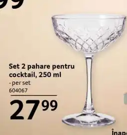 Selgros Set 2 pahare pentru cocktail, 250 ml Ofertă