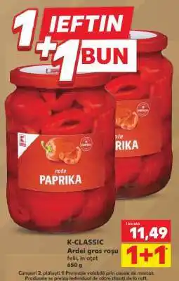 Kaufland K-CLASSIC Ardei gras roșu felii, în oțet Ofertă