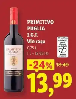 Lidl PRIMITIVO PUGLIA I.G.T. Vin roșu Ofertă