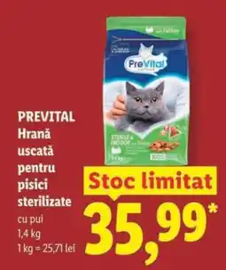 Lidl PREVITAL Hrană uscată pentru pisici sterilizate Ofertă