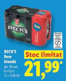 Lidl BECK‘S Bere blondă Ofertă