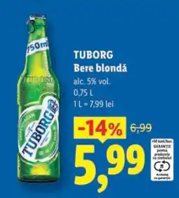 Lidl TUBORG Bere blondă Ofertă