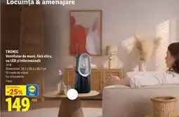 Lidl TRONIC Ventilator de masă, fără elice, cu LED și telecomandă Ofertă