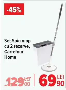 Carrefour Set Spin mop cu 2 rezerve, Carrefour Home Ofertă