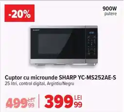 Carrefour Cuptor cu microunde Sharp YC-MS252AE-S Ofertă