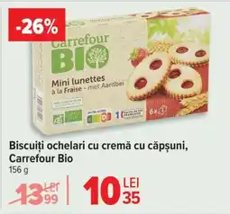 Carrefour Biscuiți ochelari cu cremă cu căpșuni, Carrefour Bio Ofertă