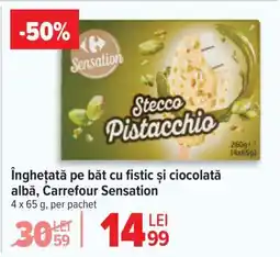 Carrefour Înghețată pe băț cu fistic și ciocolată albă, Carrefour Sensation Ofertă