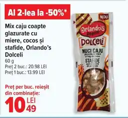 Carrefour Mix caju coapte glazurate cu miere, cocos și stafide, Orlando’s Dolceli Ofertă