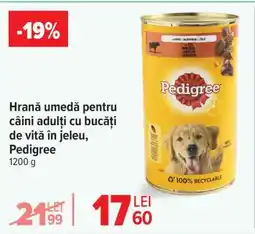 Carrefour Hrană umedă pentru câini adulți cu bucăți de vită în jeleu, Pedigree Ofertă