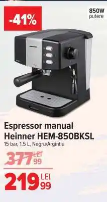 Carrefour Espressor manual Heinner HEM-850BKSL Ofertă