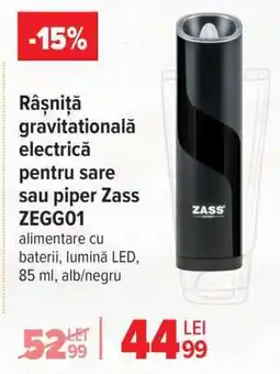 Carrefour Râșniță gravitațională electrică pentru sare sau piper Zass ZEGG01 Ofertă