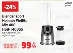 Carrefour Blender sport Heinner WellGo Mix 400 HSB-T400SS Ofertă