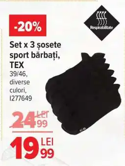 Carrefour Set x 3 șosete sport, bărbați, TEX Ofertă