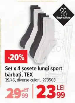 Carrefour Set x 4 șosete lungi sport bărbați, TEX Ofertă