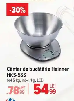 Carrefour Cântar de bucătărie Heinner HKS-5SS Ofertă