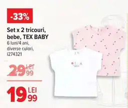 Carrefour Set x 2 tricouri, bebe, TEX BABY Ofertă
