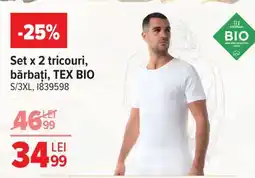 Carrefour Set x 2 tricouri bărbați, TEX BIO Ofertă