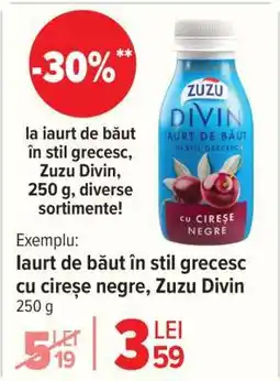 Carrefour Iaurt de băut în stil grecesc cu cireșe negre, Zuzu Divin Ofertă