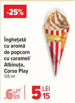 Carrefour Înghețată cu aromă de popcorn cu caramel/Albinuța, Corso Play Ofertă