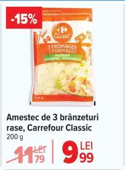 Carrefour Amestec de 3 brânzeturi rase, Carrefour Classic Ofertă