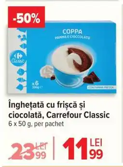 Carrefour Înghețată cu frișcă și ciocolată, Carrefour Classic Ofertă