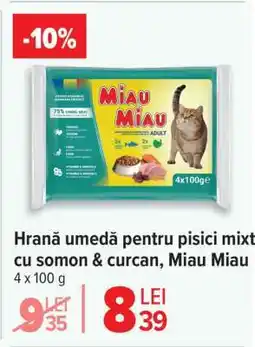 Carrefour Hrană umedă pentru pisici mixt cu somon & curcan, Miau Miau Ofertă