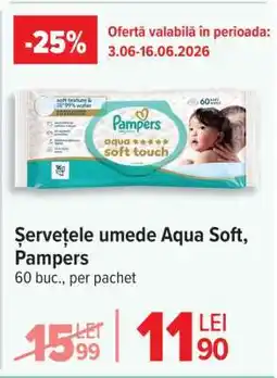 Carrefour Șervețele umede Aqua Soft, Pampers Ofertă
