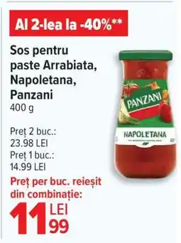 Carrefour Sos pentru paste Arrabiata, Napoletana, Panzani Ofertă