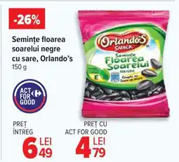 Carrefour Semințe floarea-soarelui, negre, cu sare, Orlando’s Ofertă