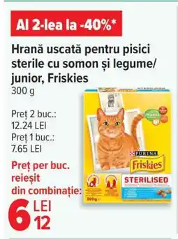 Carrefour Hrană uscată pentru pisici sterile cu somon și legume/junior, Friskies Ofertă