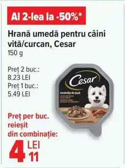 Carrefour Hrană umedă pentru câini vită/curcan, Cesar Ofertă