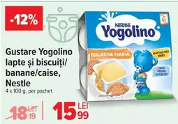 Carrefour Gustare Yogolino lapte și biscuiți/banane/caise, Nestle Ofertă