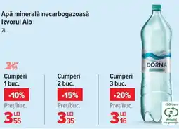 Carrefour Apă minerală necarbogazoasă Izvorul Alb Ofertă