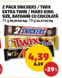 Penny 2 Pack Snickers / Twix Extra Twin / Mars King Size Ofertă