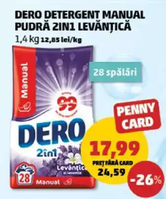 Penny DERO Detergent Manual Pudră 2in1 Levănțică Ofertă