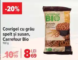 Carrefour Covrigei cu grâu spelt și susan, Carrefour Bio Ofertă