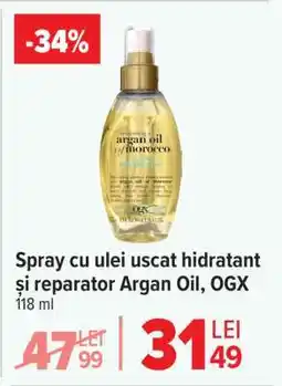 Carrefour Spray cu ulei uscat hidratant și reparator Argan Oil, OGX Ofertă