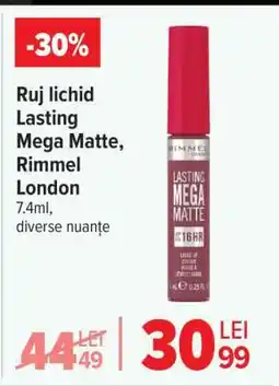 Carrefour Ruj lichid Lasting Mega Matte, Rimmel London Ofertă