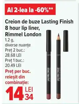 Carrefour Creion de buze Lasting Finish 8 hour lip liner, Rimmel London Ofertă