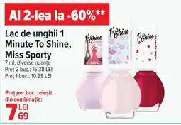 Carrefour Lac de unghii 1 Minute To Shine, Miss Sporty Ofertă