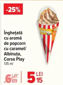 Carrefour Îngheţată cu aromă de popcorn cu caramel/ Albinuța, Corso Play Ofertă