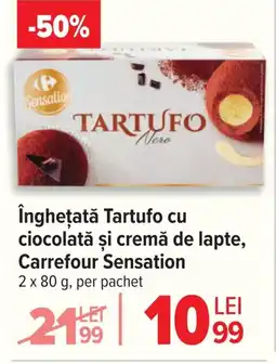 Carrefour Îngheţată Tartufo cu ciocolată şi cremă de lapte, Carrefour Sensation Ofertă