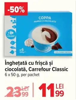 Carrefour Îngheţată cu frișcă și ciocolată, Carrefour Classic Ofertă