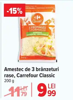 Carrefour Amestec de 3 brânzeturi rase, Carrefour Classic Ofertă