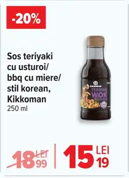 Carrefour Sos teriyaki cu usturoi/ bbq cu miere/ stil korean, Kikkoman Ofertă