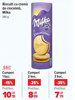 Carrefour Biscuiti cu cremă de ciocolată, Milka Ofertă