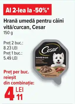Carrefour Hrană umedă pentru câini vită/curcan, Cesar Ofertă
