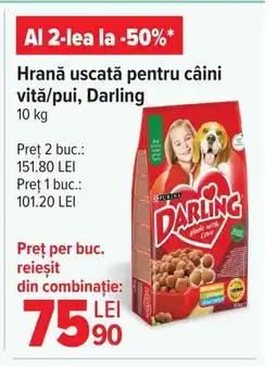 Carrefour Hrană uscată pentru câini vitǎ/pui, Darling Ofertă