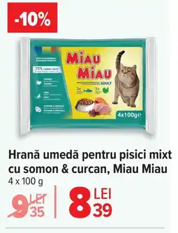 Carrefour Hrană umedă pentru pisici mixt cu somon & curcan, Miau Miau Ofertă