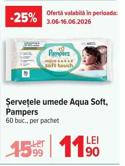 Carrefour Şerveţele umede Aqua Soft, Pampers Ofertă